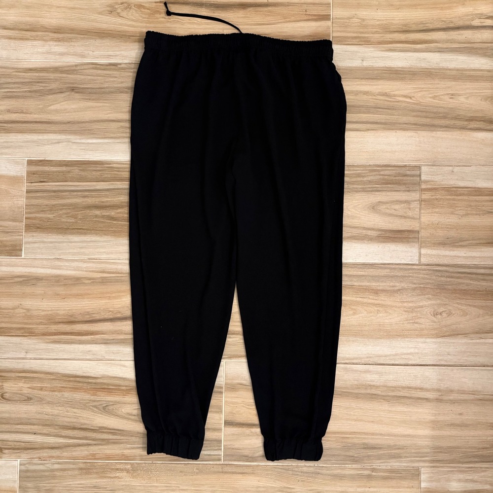 Polo Ralph Lauren Black Dressy Crepe Joggers Women's Size XL Elastic Waist - Picture 3 of 6